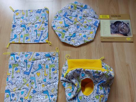 Závěsná hamaka, domeček pro hlodavce, knížka osmák,