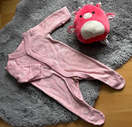 Overálek růžový se zajíčky - v. 0-1 měs  zn. m&s, marks & spencer,56