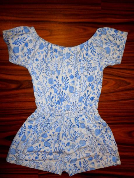 Příjemný bílomodrý letní overal, nutmeg,128