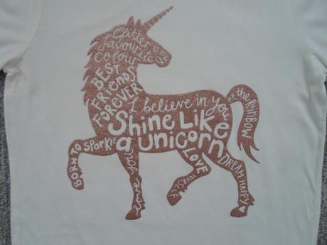 Bílé tričko triko dlouhý rukáv s jednorožcem, f&f,170