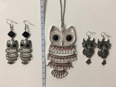 Bižuterie - soví sada náušnic a náhrdelník, 
