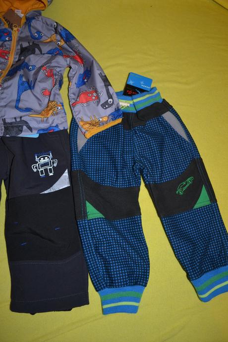 3x softshellové zimní kalhoty,bunda,kalhoty 74/80, 68–80