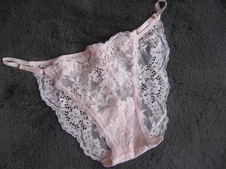 Růžové krajkové bikinové kalhotky v.s., victoria's secret,m