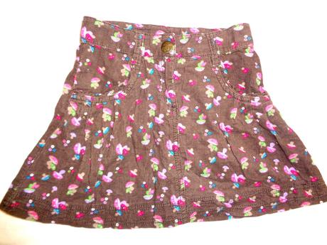 Hnědá manžestrová sukně s houbičkami, topolino,104