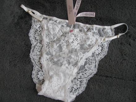 Krajkové bikinové bílé kalhotky victoria's sec, victoria's secret,l