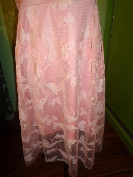 Luxusní světle růžové motýlkové šaty, l