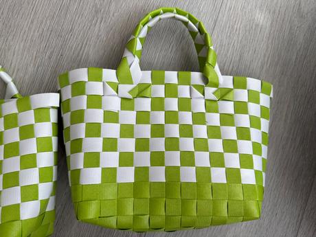 Zeleno-bílé kabelky / košíčky, 2 ks,