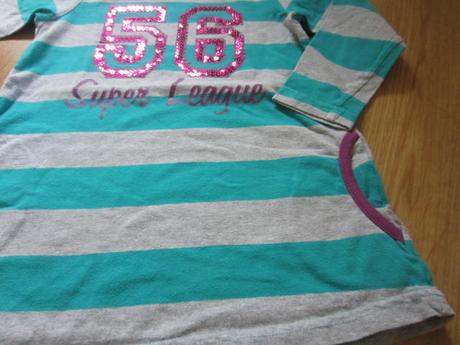 Delší pruhované tričko, tunika s flitrama, lindex,104