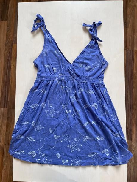 Modré letní šaty s vázacími ramínky, vel 14 tedy x, papaya,xl