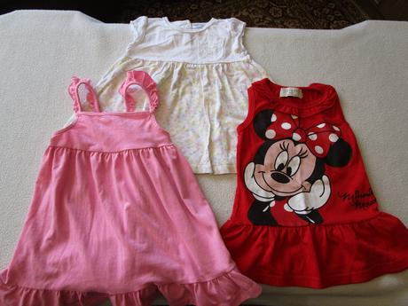 3x pěkné letní šatečky, vel. 80-86 (12-18 měsíců), f&f,80