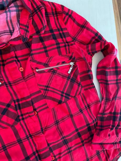Červená káro košile s roll up, vel s, gate, gate,s