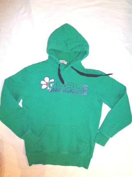 Super teploučká zelená mikina s kytičkou, 170