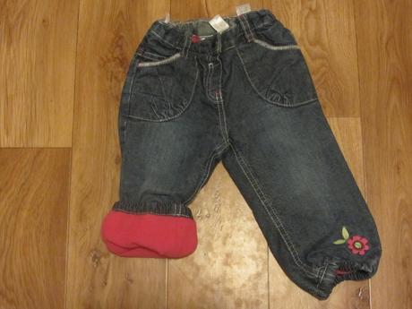 Zateplené džíny s kytičkou, c&a,80