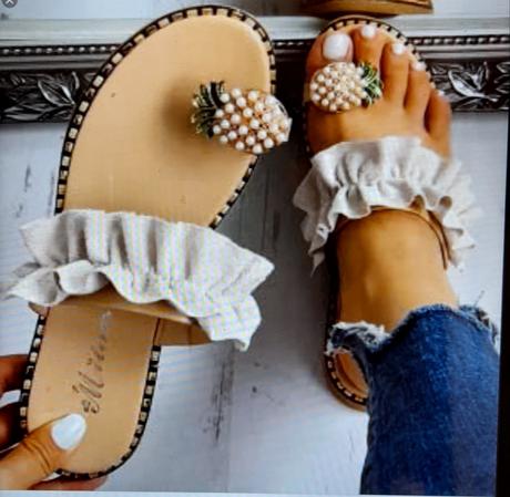 Béžové zdobené pantoflíky shein, 40