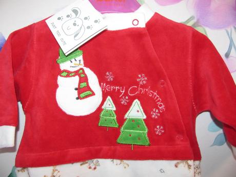 Krásné velurové vánoční dupačky se sněhulákem, 62