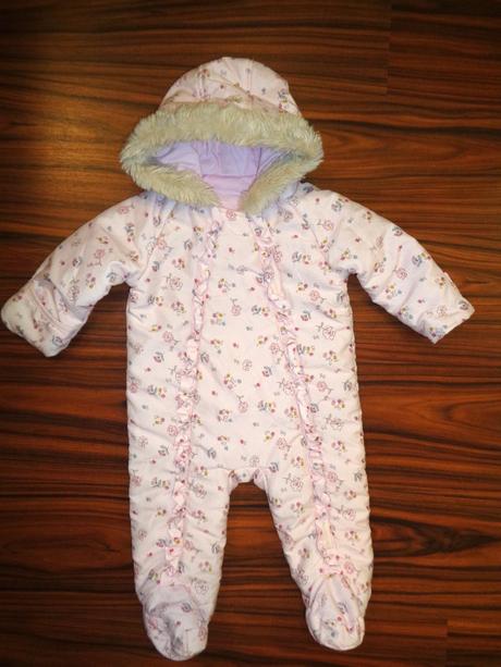 Luxusní růžová kytičková zimní kombinéza, baby,74