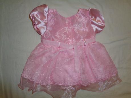 Růžové vyšívané šaty s čepičkou, baby club,68