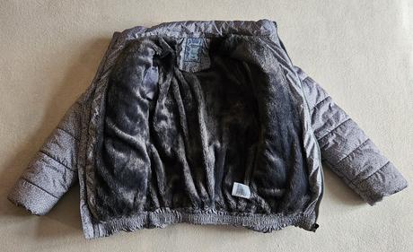 Dívčí zimní bunda, šedá s hvězdičkama, vel.158/164, 158