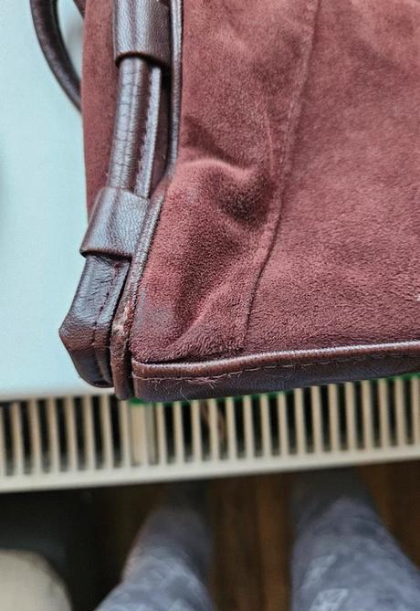 Tmavě hnědá kožená kabelka broušená kůže vintage, 