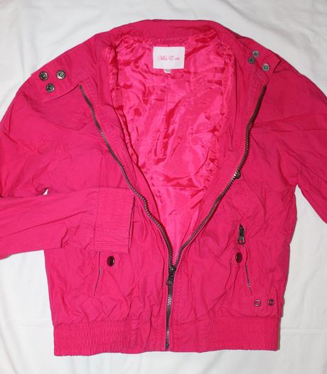 Op647. jarní malinová bunda 10-11 let, 146