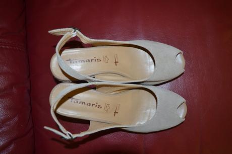 Tamaris kožené lodičky na klínku s otevřenou špič, tamaris,39