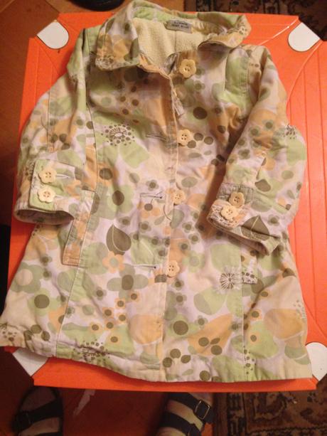 Dívčí středně teplá bunda, kabátek listí, květy, next,80