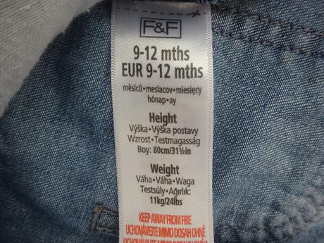 Riflové šatičky s laclem, vel. 80, f&f,80