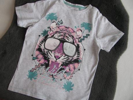 Světle šedé bavlněné tričko s tygrem a brýlemi, tu,122