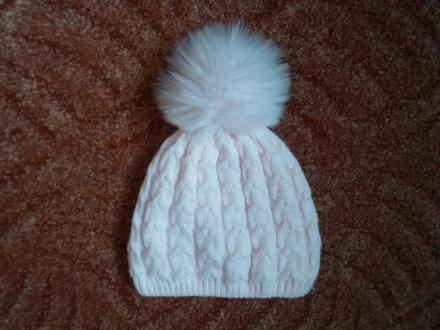 Růžová zimní čepice čepička s bambulí, 116