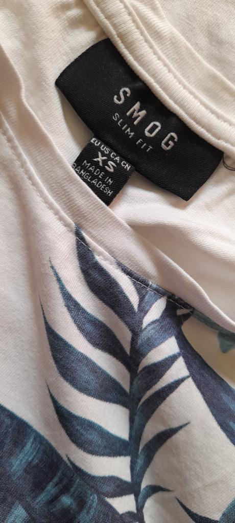 Smog bílé bavlněné tričko s tropickým motivem, xs