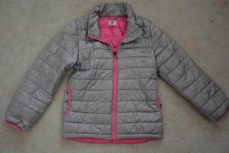 Stříbrná prošívaná bunda, h&m,128