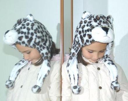 Zimní chlupatá čepice - leopard, 122