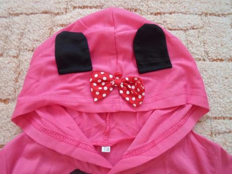 Růžové tričko triko dlouhý rukáv s kapucí minnie , 104