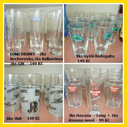 Skleničky rum whisky becherovka logo s logem,