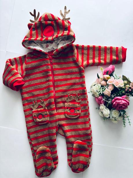 Overálek vánoční huňatý - v.3/6 měs., 68
