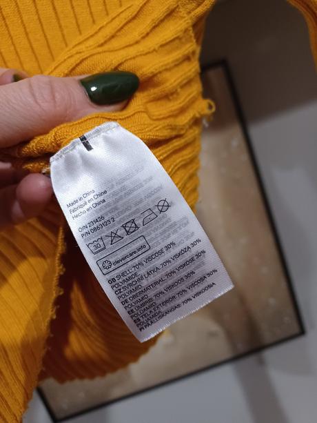 Hořčicový žebrovaný top, h&m,140