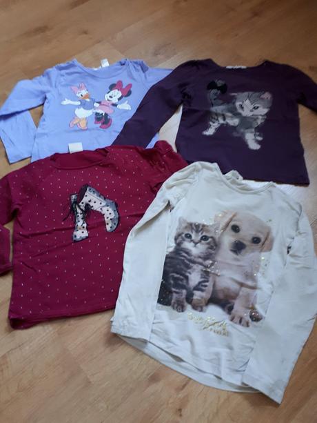 3x tričko s dlouhým rukávem, h&m,110