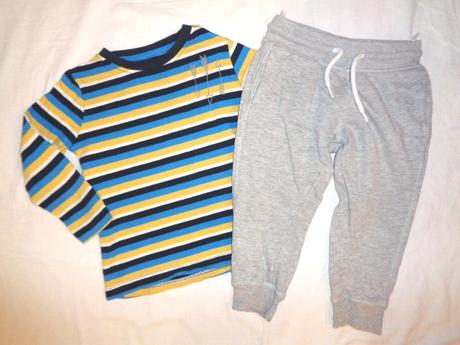 Super komplet pruhovaného trička a šedých tepláčků, lupilu,92