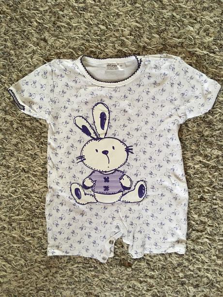 Krátký letní overálek s králíčkem (vel.62-68), okay,62