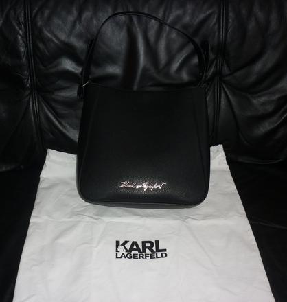Dámská černá kožená kabelka karl lagerfeld, karl lagerfeld