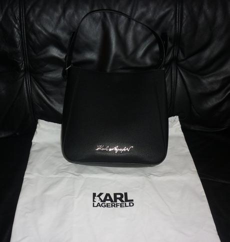 Dámská černá kožená kabelka karl lagerfeld, karl lagerfeld