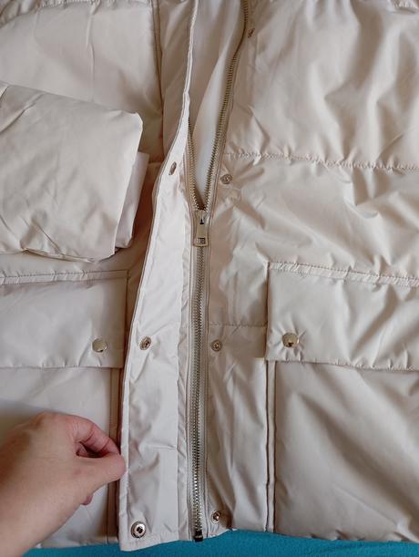 Puffer zimní bunda krémová, sinsay,42 / xl