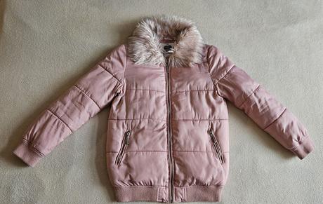 Dívčí růžová zimní bunda s kožíškem, vel.140, f&f, f&f,140
