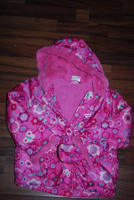 Růžová květovaná bunda s rukavičkama, ladybird,86