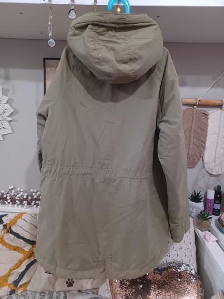 Khaki zimní parka s růžemi 170 / s-m, h&m,170