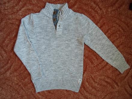 Šedý teplý svetr svetřík, h&m,122