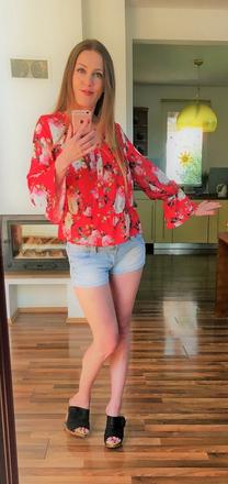 Květ červená halenka, vel m/l, janina, m