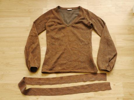 Hnedo-bronzovy svetrik s lurexem vel. 34/36, 34