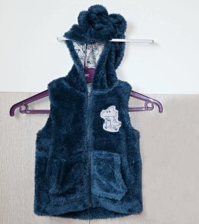 Tmavě modrá chlupatková vesta vel. 92, 92