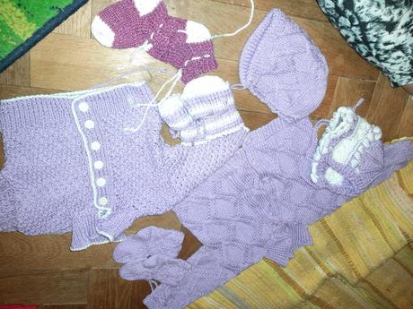 Nádherná sada přízoví/pletená na holčičku,miminko, 50–62